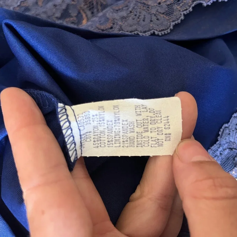 Nicole Miller Eva Lace Dress Indigo Shimmer size Small - Picture 7 of 10